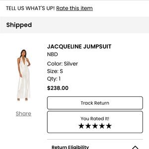 NBD size small white/ silver jumpsuit